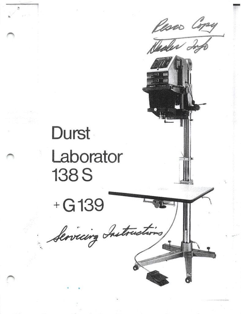 thumbnail of Durst Laborator 138S Wartungsanleitung  (EN)