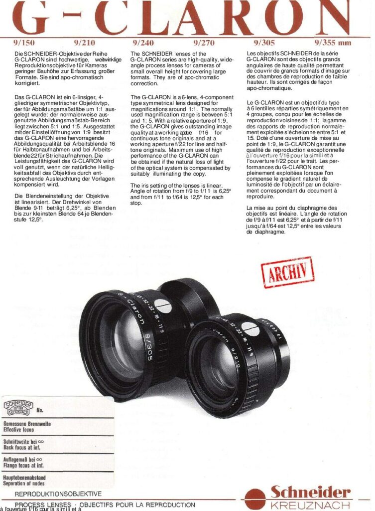 thumbnail of G-Claron 1982 (Plasmat Typen) (DE EN FR)