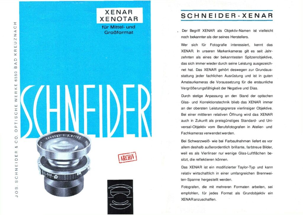 thumbnail of Xenar und Xenotar 1966 (DE)